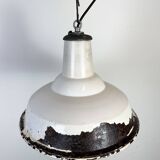 Industrial British White Enamel Factory Pendant Lamp from Benjamin, 1960s