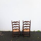 Pair of straw armchairs