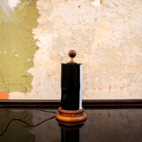 Table lamp in wood and plexiglass black and white Italy 50s