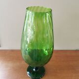 Grand vase forme verre années 60,vert.