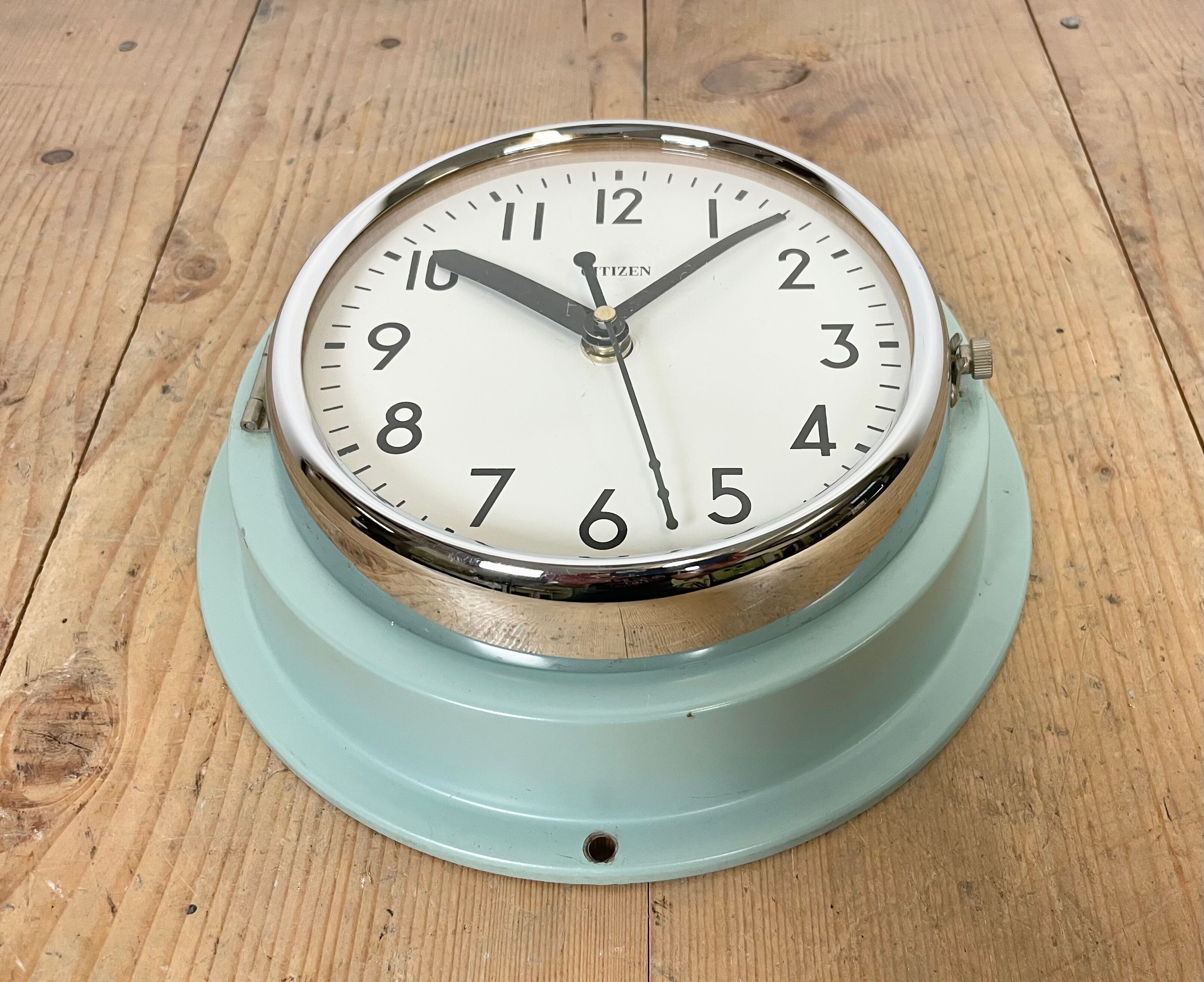 Vintage blue citizen navy wall clock, 1970s