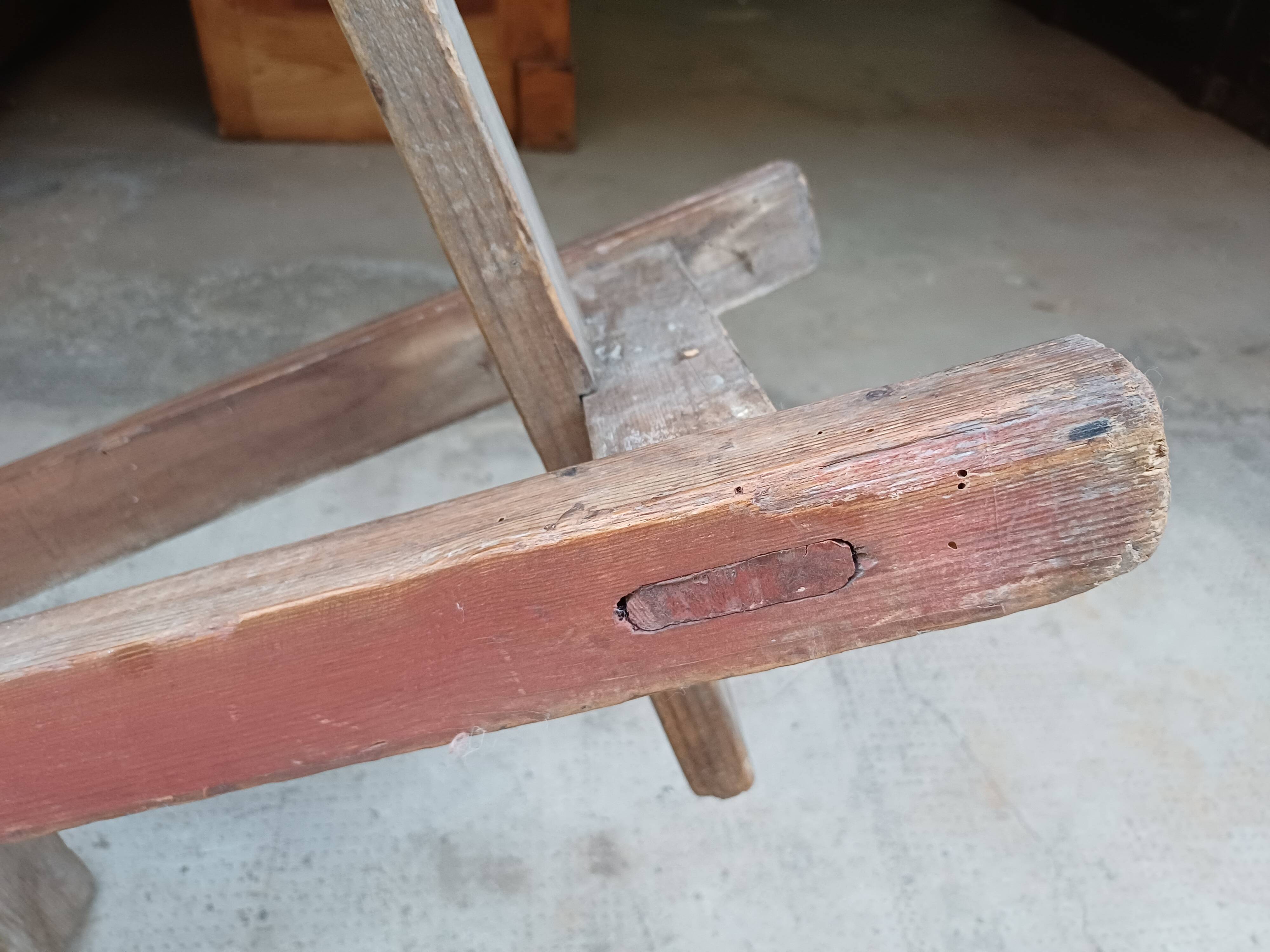 Antique wooden bench from a Catholic school, circa 1900. Beautifully crafted.