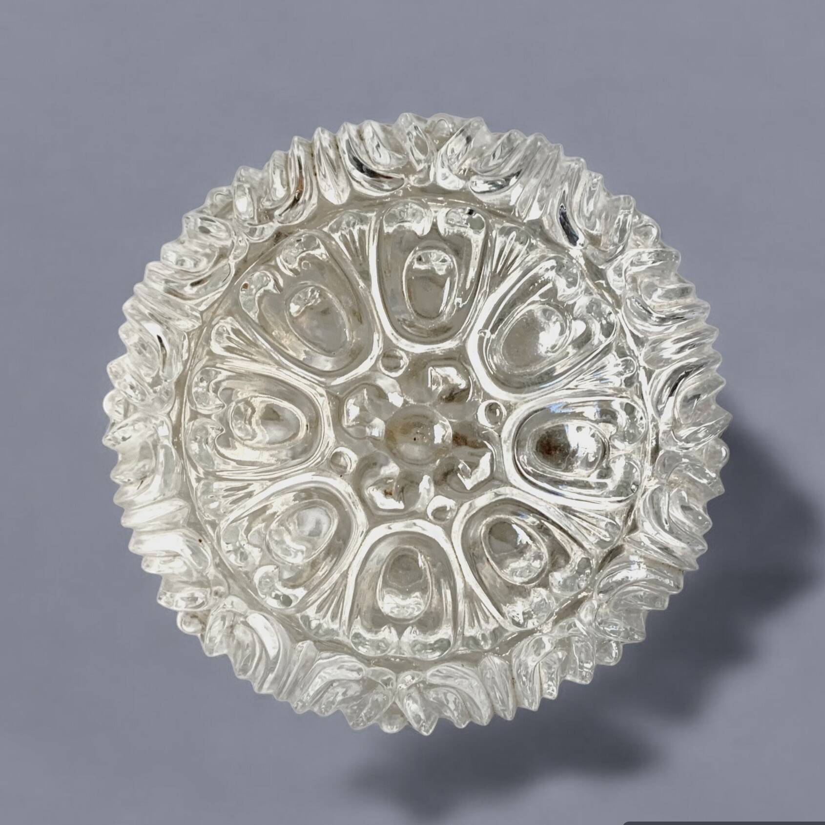 Vintage ceiling light in molded glass and golden brass