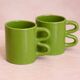 Ceramic mug Onda – matcha green wavy cup