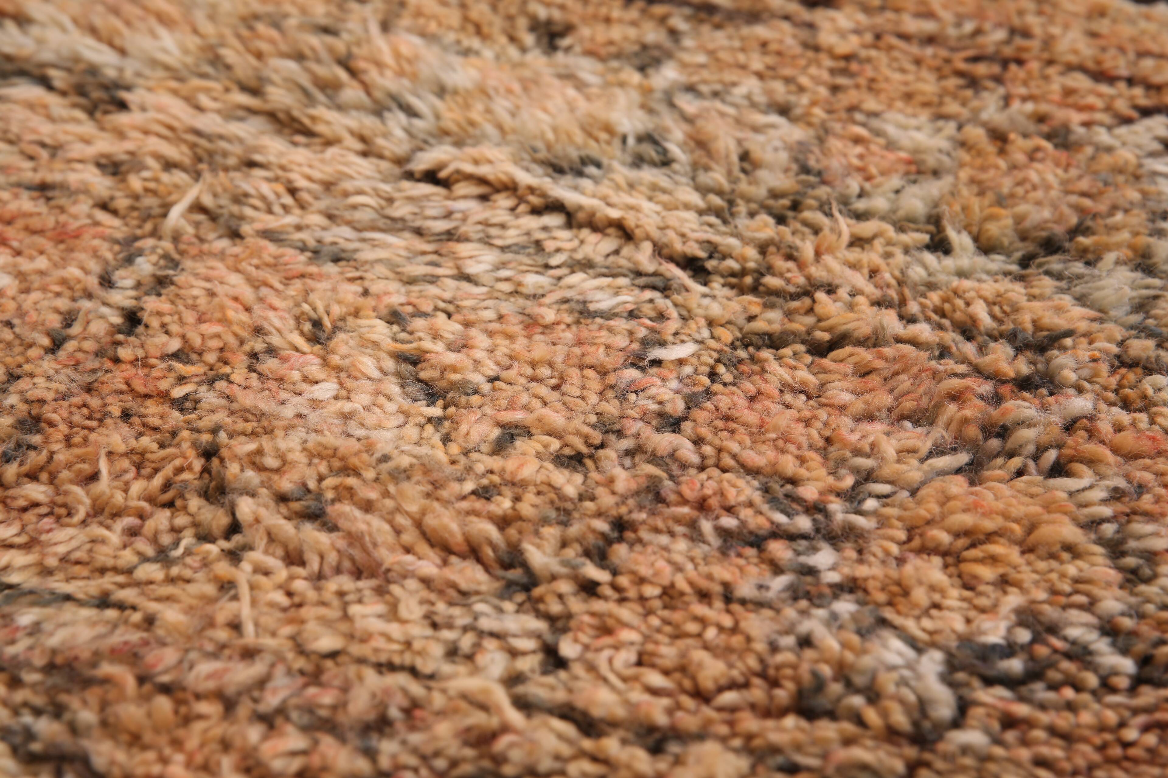 Peach Vintage Moroccan Rug 210 x 270 cm, Berber Wool Rug, Handmade Boho Rug