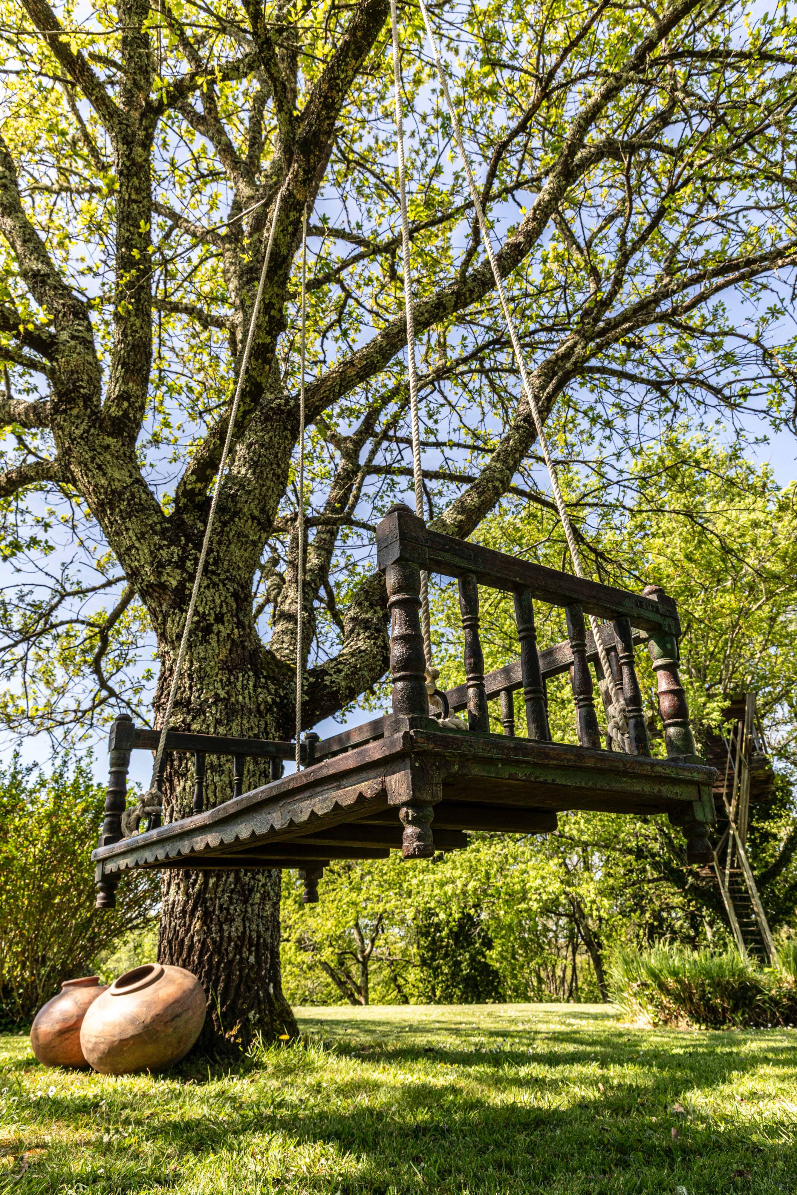 Black lacquered teak rocking chair