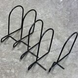 Set of 5 Vintage black wire metal Bookends, Minimalistic design