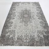 5x8 Black Gray Classic Pattern Turkish Vintage Rug, 149x253Cm