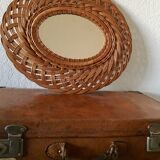 Rattan oval mirror 30x45cm