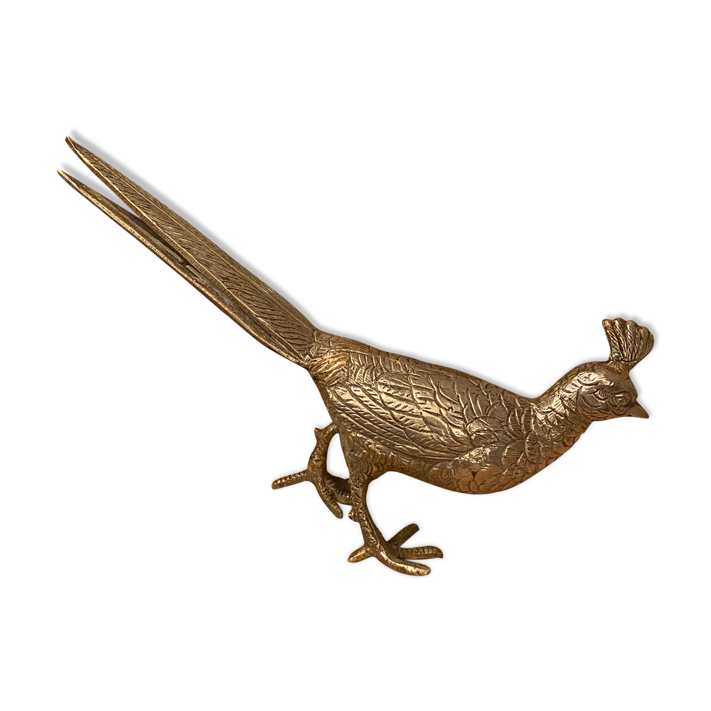 Lady Peacock, vintage brass peacock woman