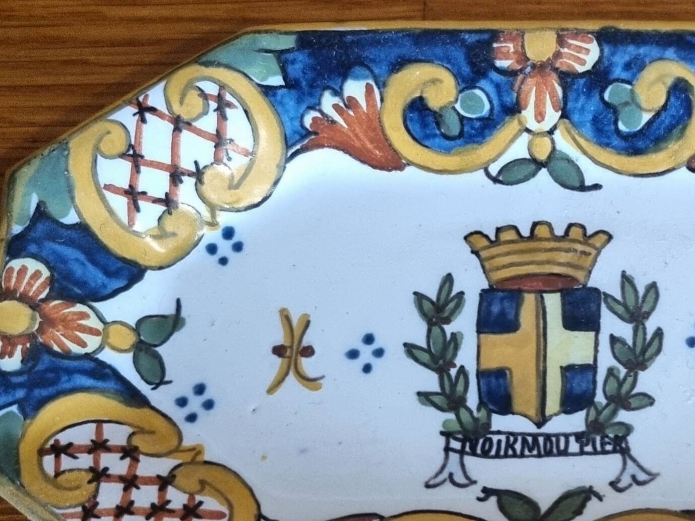 Old earthenware storage tray from Desvres Henri Delcourt, Rouen decor 1930