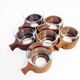 Set of 6 glasses or cups made of glass and teak