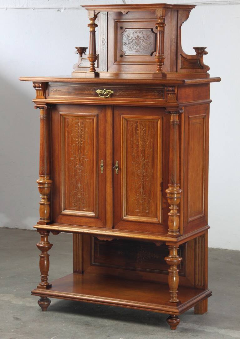 Vintage Antique Danish Solid mahogany Wood Cabinet, 1890s