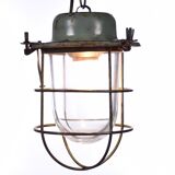 Industrial cage lamp green