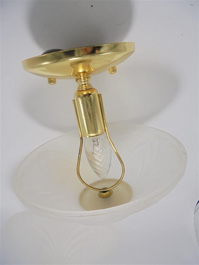 Glass and gilded metal ceiling lamp