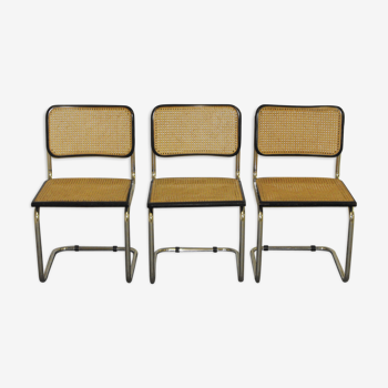 Set de 3 chaises B32 noires par Marcel Breuer