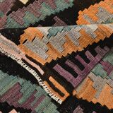 5x7 Burgundy & Green Geometric Pattern Vintage Kilim Rug, 162x218Cm