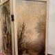 Three-panel screen in Louis XVI style with Romantic decorations and landscapes.