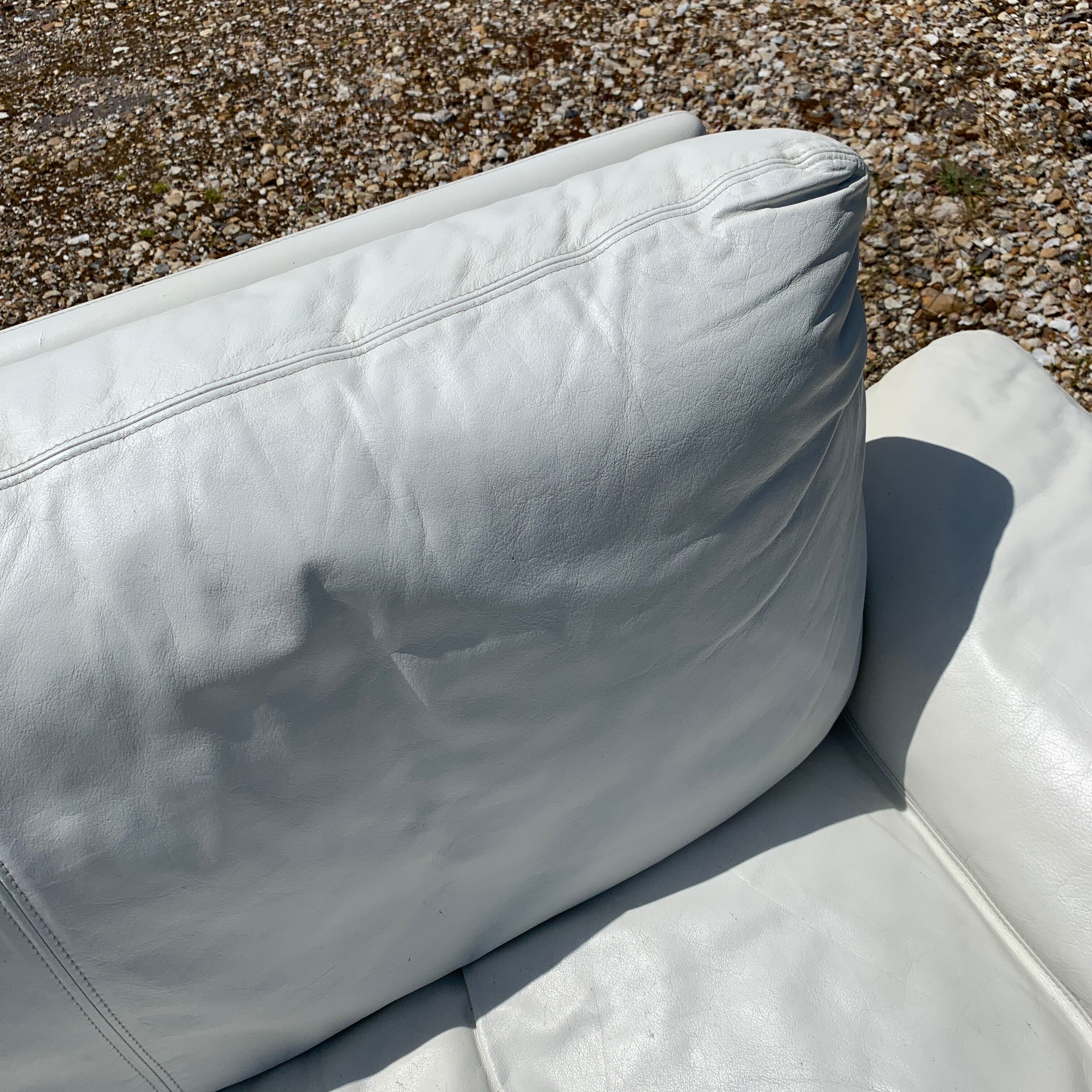 Danish Komfort white leather sofa