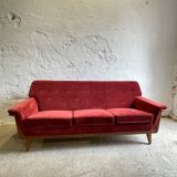 Mid-century modern three-seater velvet sofa, Swedish 1950s–1960s