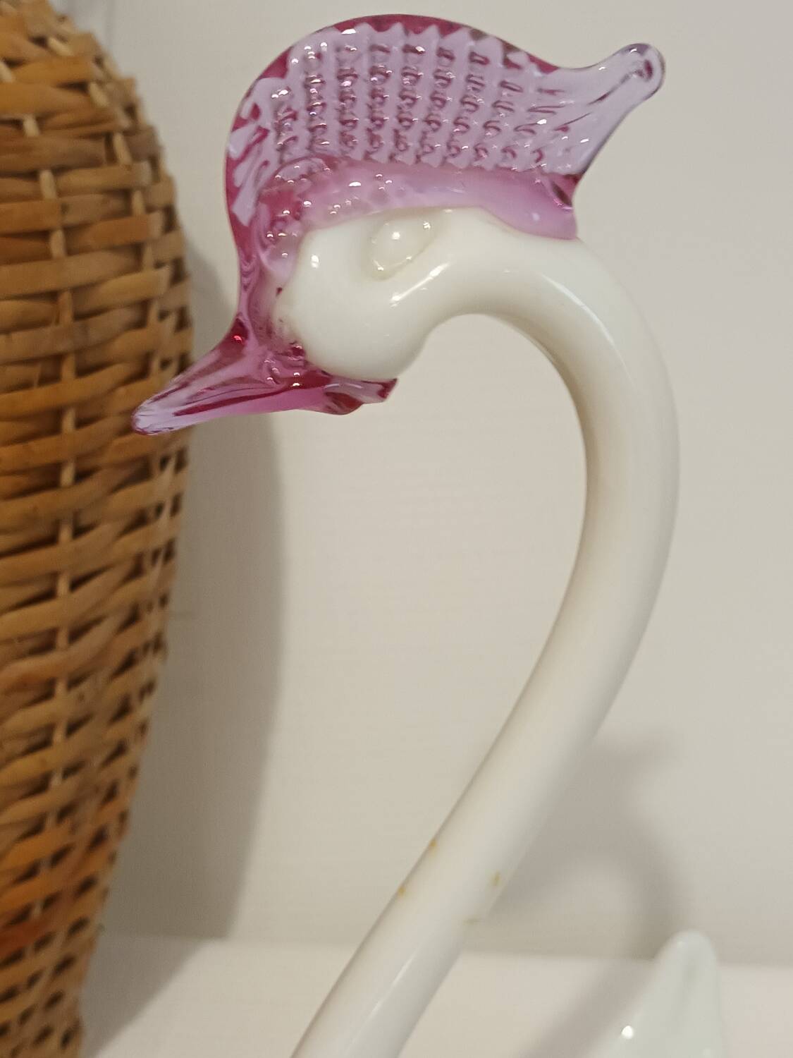 Vintage glass swan catchall from Italy