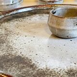 Enamelled stoneware tray and its 7 cups