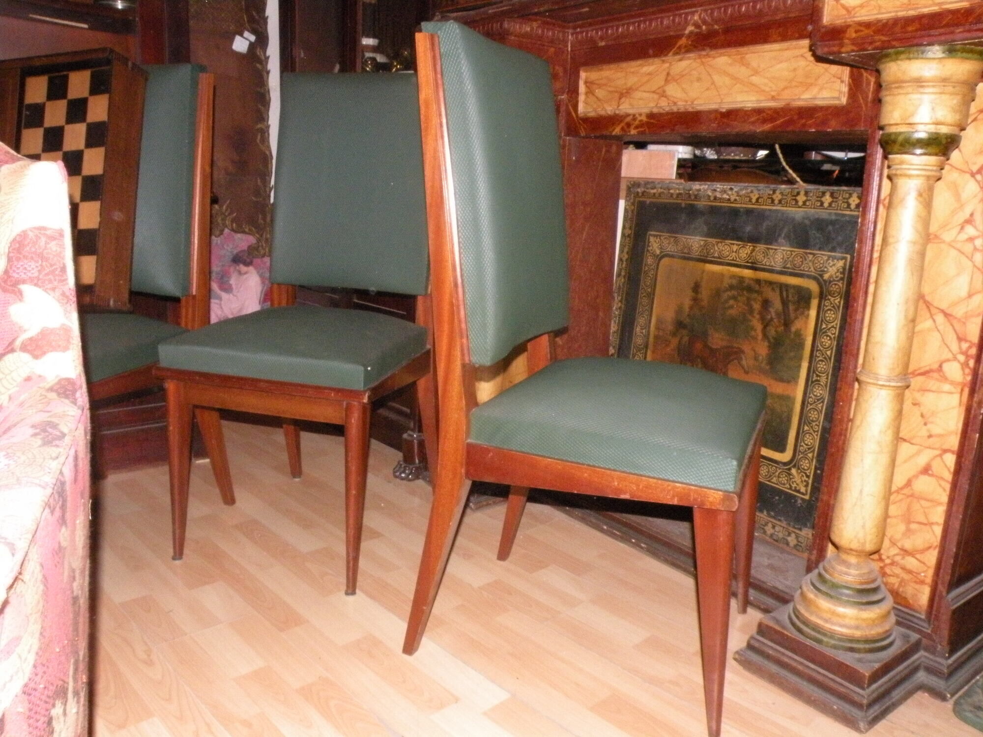 Set of 12 high quality mahogany and skai chairs 1940-1950