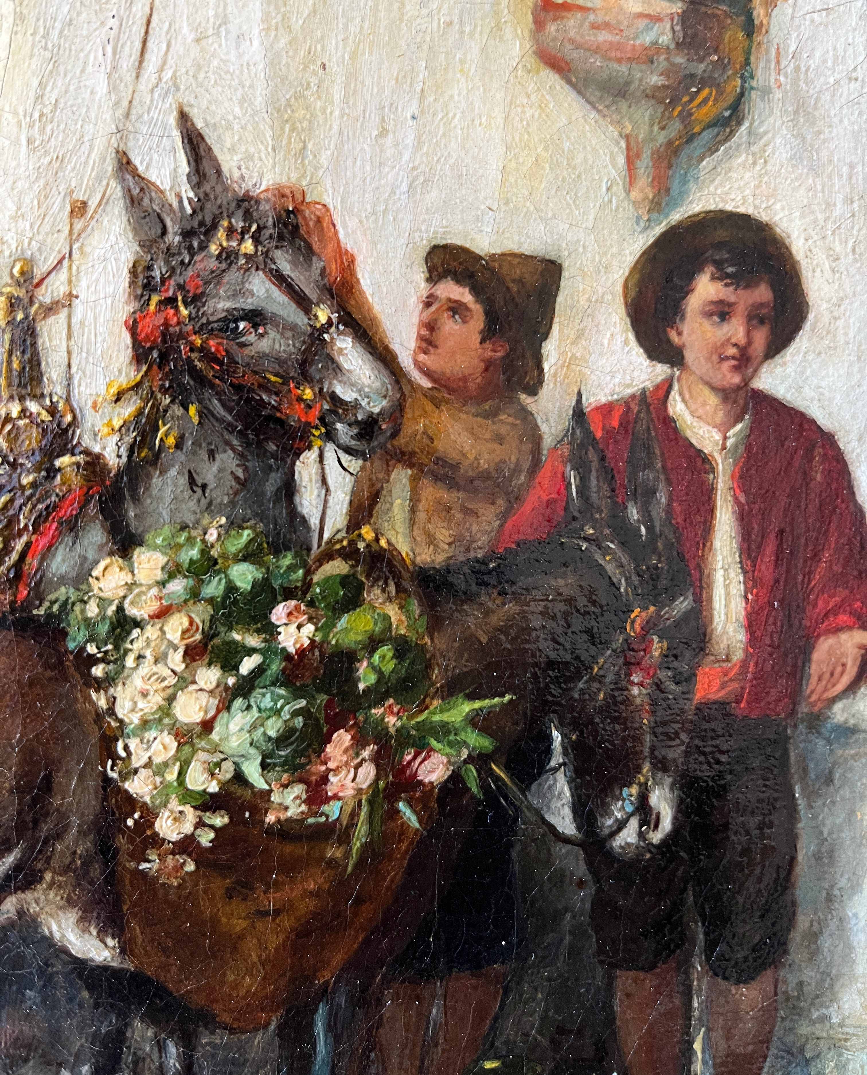 Tableau HST "The Flower Merchant" by Jules Worms (1832-1914)