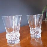 2 wine glasses from the 1950s in crystal by Daum, Sorcy model