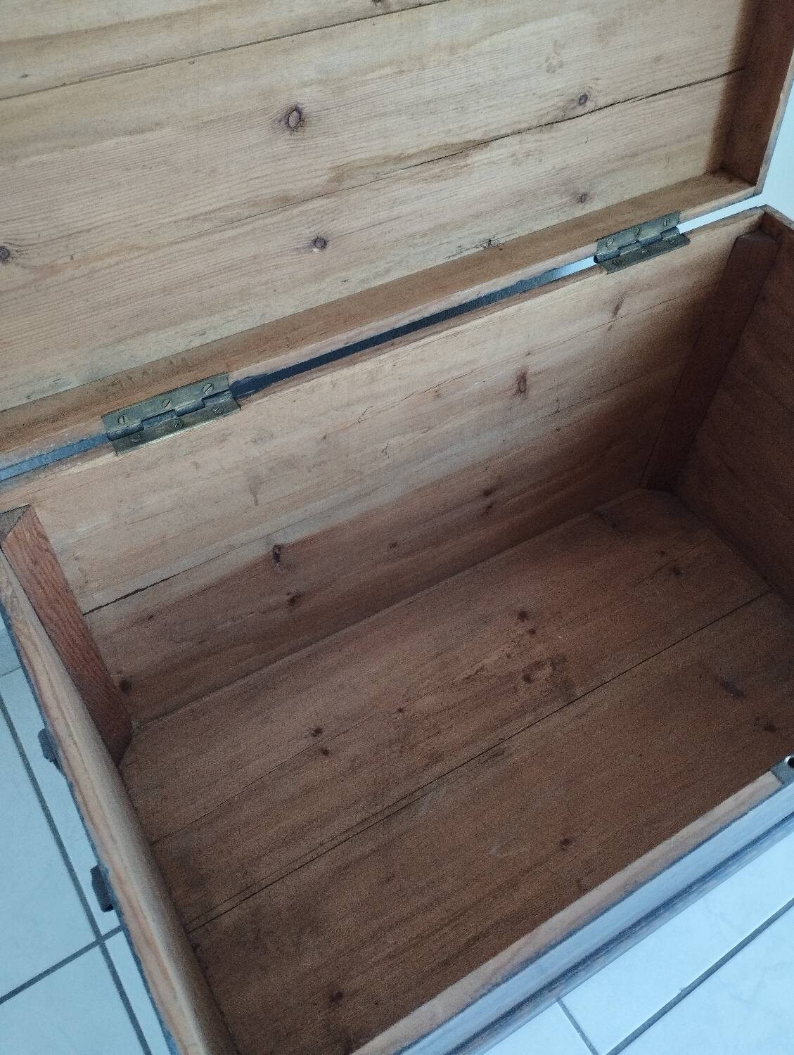 Old waxed wooden trunk 19th century