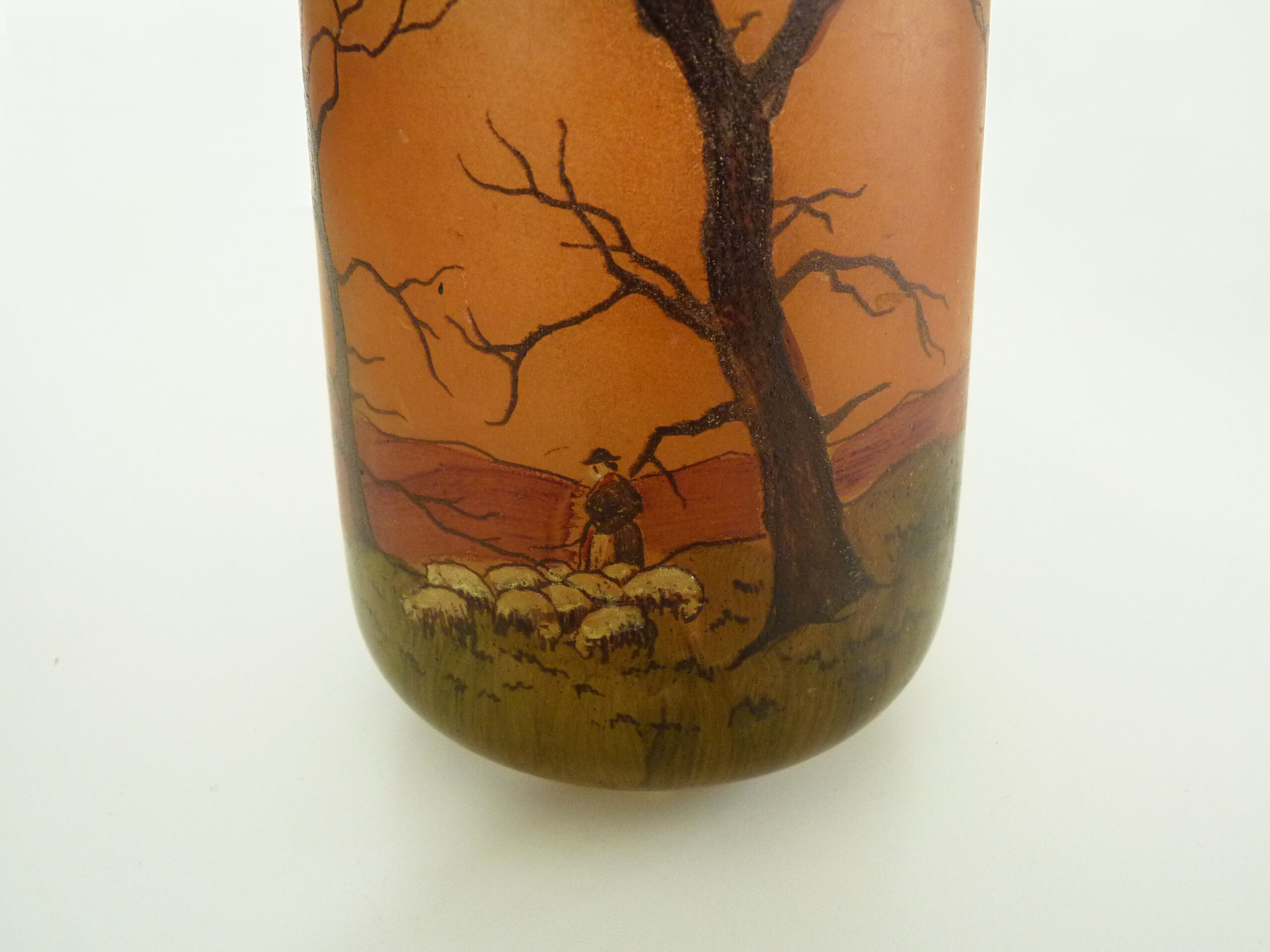 Vase Art Deco Jem ( Joseph Mure ) Legras shepherd decoration and his sheep. 24 cm