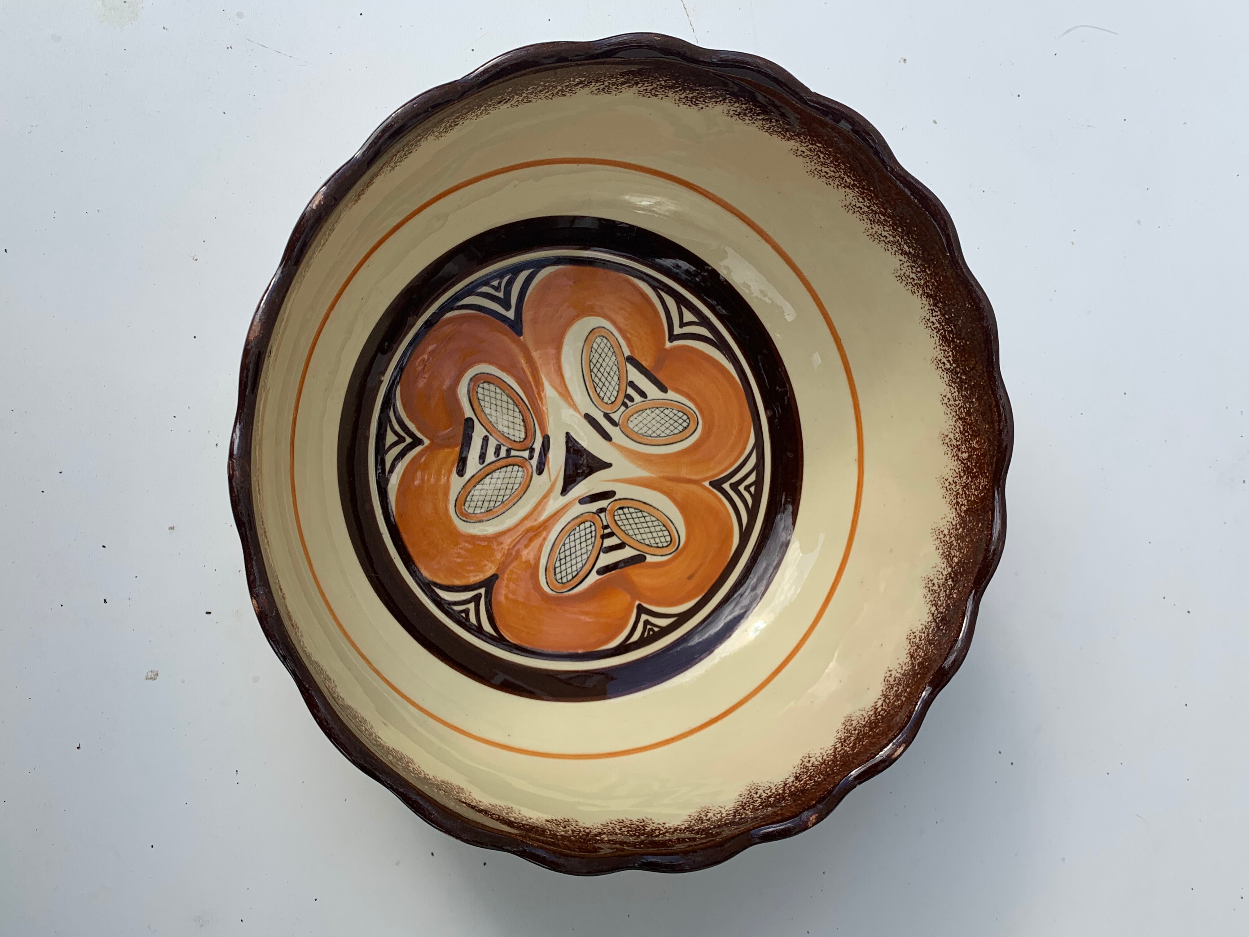 4 nesting salad bowls in enameled ceramic mbfa pont l abbé decorated vintage hand