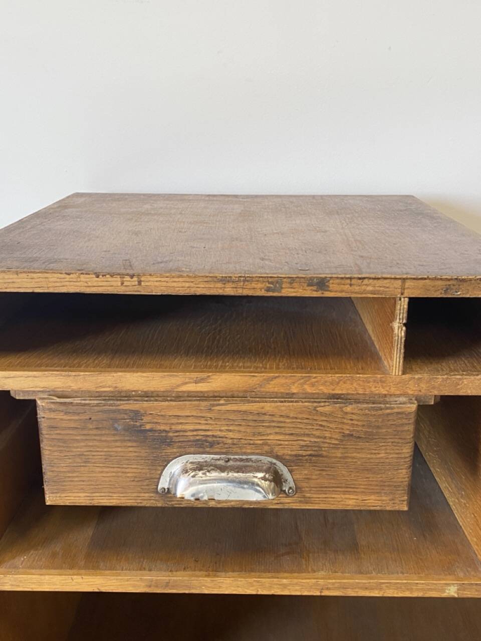 Vintage shop counter made of wood and metal