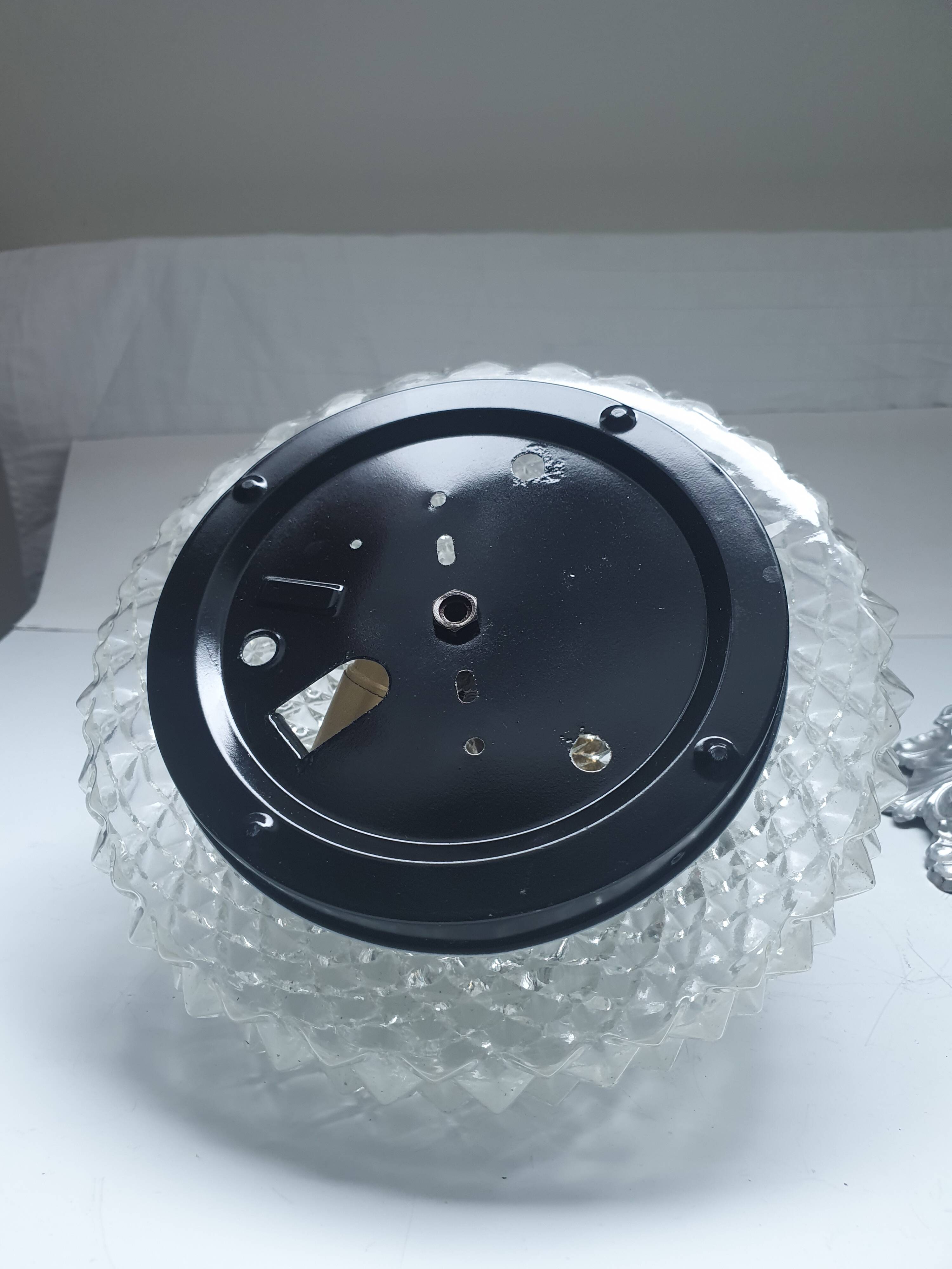 Vintage Ghidini brass and glass ceiling light | Italy, 1960s