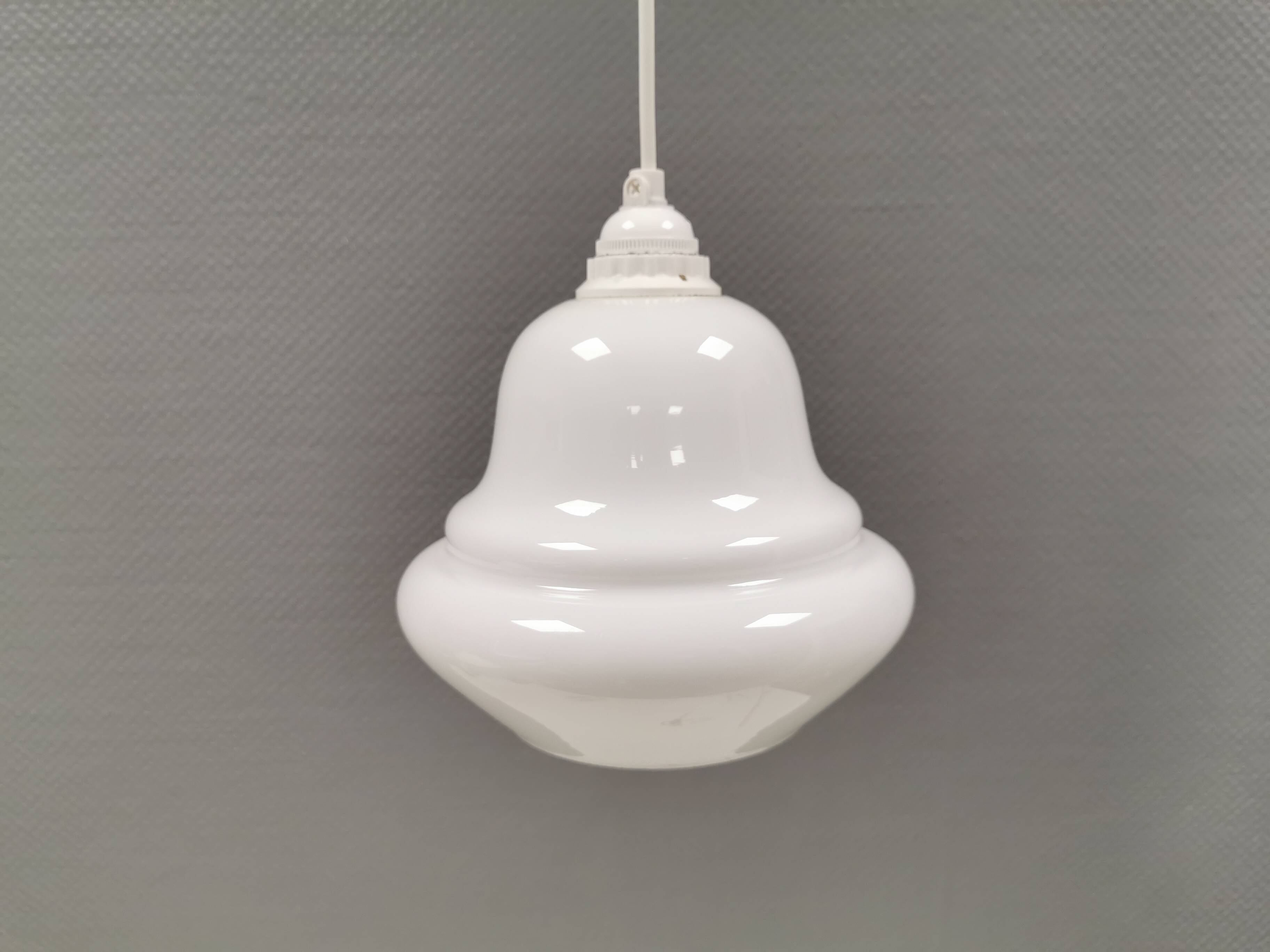 Small hanging lamp in opal glass, Danish and from the 1980s.