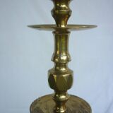Pique cierge chandelier laiton doré ancien 71 cm