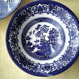 5 old willow staffordshire cereal or porridge bowls