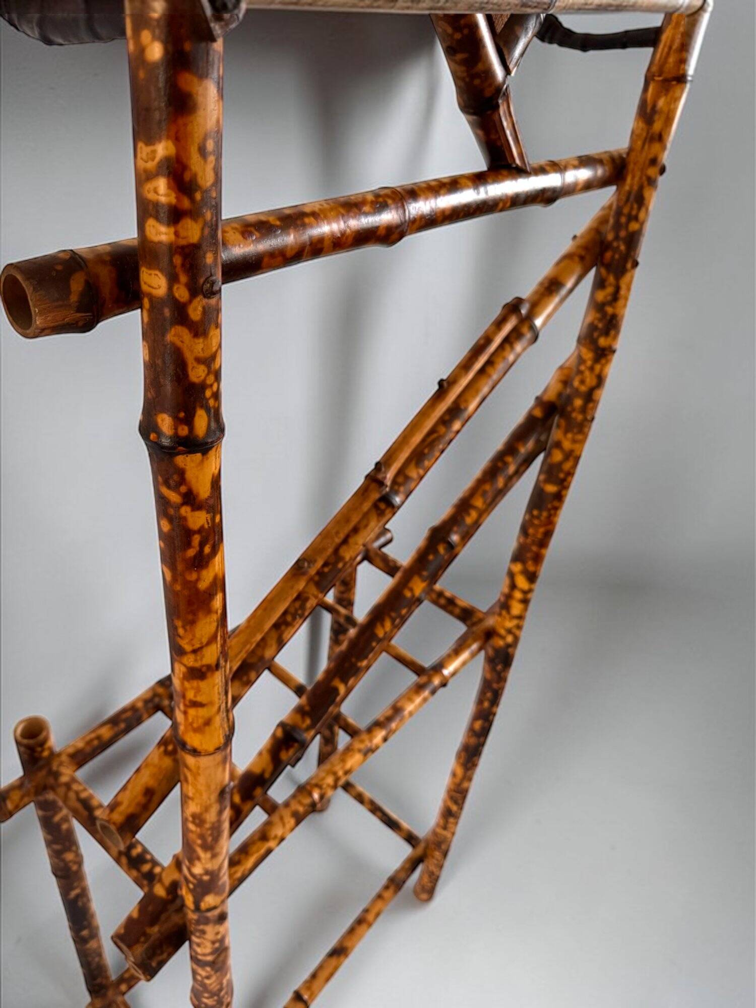 Antique bamboo wardrobe with mirror — exotic style, late 19th century