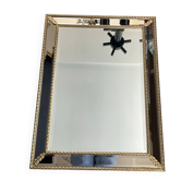 Ancien miroir bois doré et parcloses biseautées 