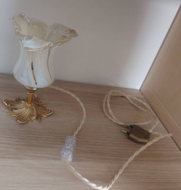 Lampe de chevet en verre de Murano formant une fleur