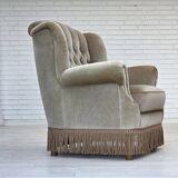 1970s, Danish armchair, original condition, furniture velour, beech wood.