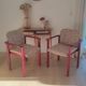 2 fauteuils léopard / bois massif bordeaux