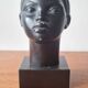 Art deco African woman bust plaster statuette signed Andre C registered