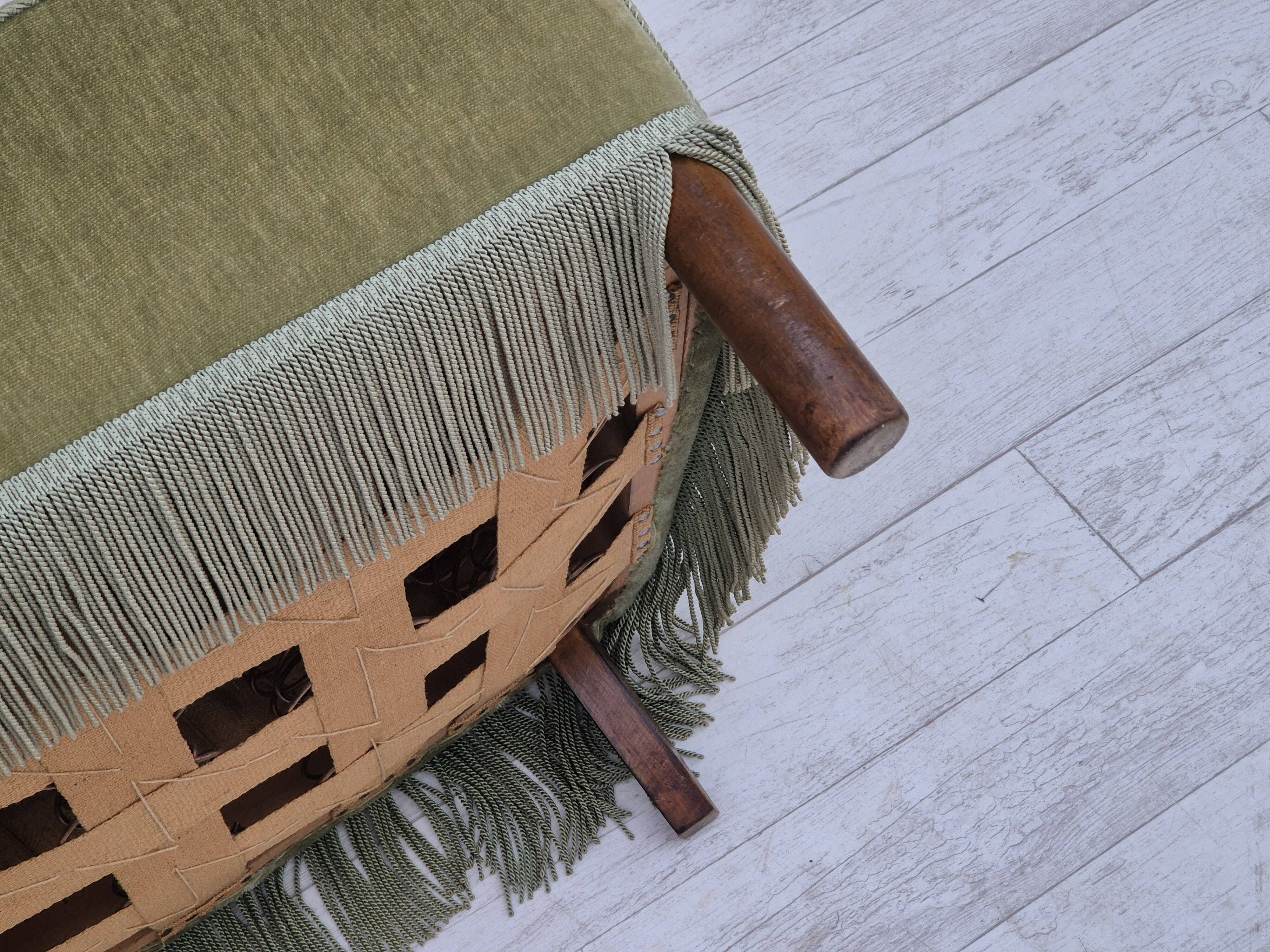 1960s, Danish 2 seater sofa, original condition, green furniture velour.