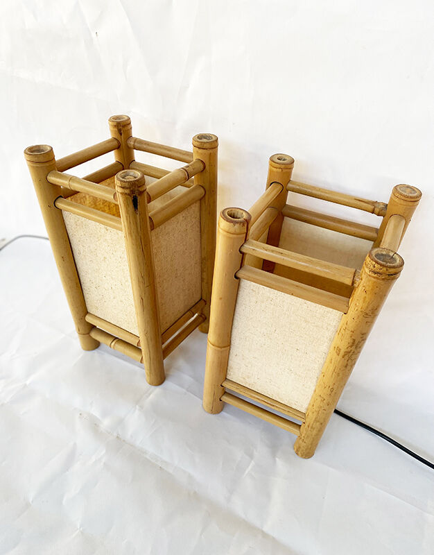 Pair of bamboo lamps