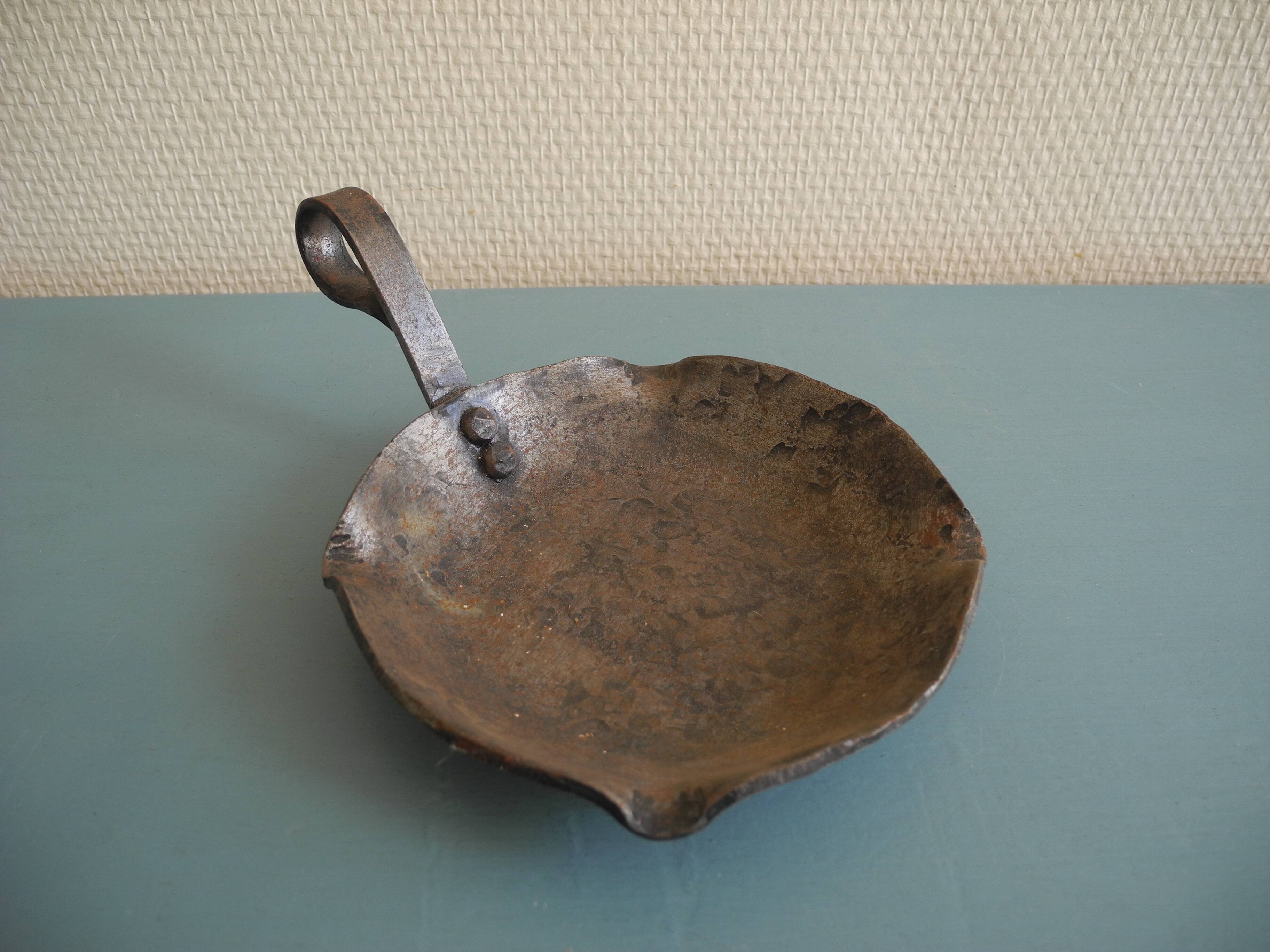 antique brutalist wrought iron ashtray, vintage decor