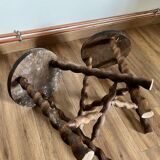 Pair of turned wooden stools