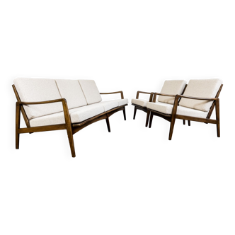 Salon yougoslave ensemble 2 fauteuils et canapé, années 1960, ensemble de 3