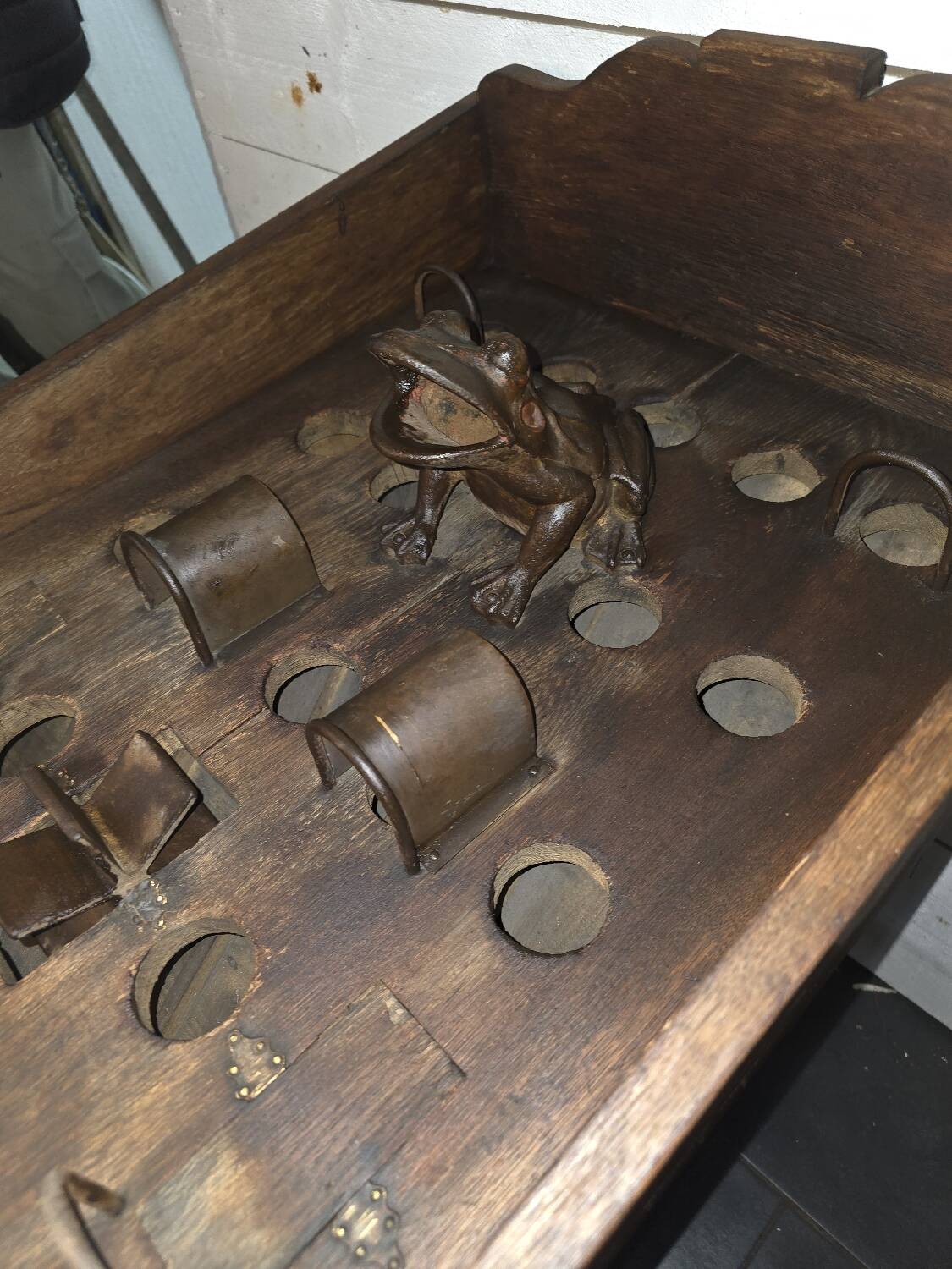 Vintage wooden bistro frog game
