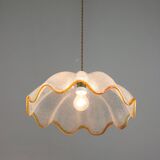 Mid-Century Italian Murano Glass and Brass Pendant Lamp